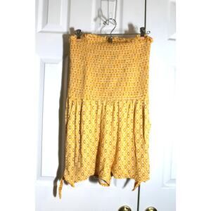 LOFT Beach Fun Yellow Print Smocked Bodice Romper sz S